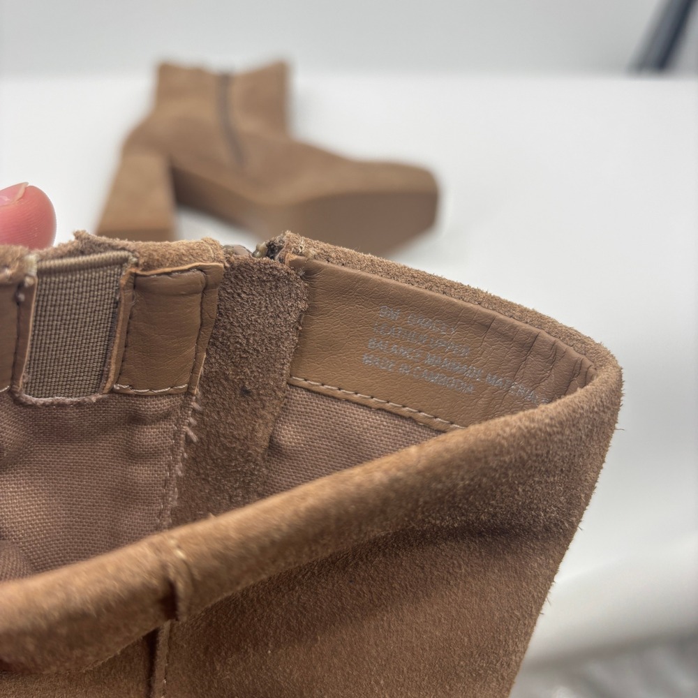 Dolce Vita Brown Suede Platform Square Toe Zip Block Heel Ankle Boots Womens 9M - Picture 7 of 7